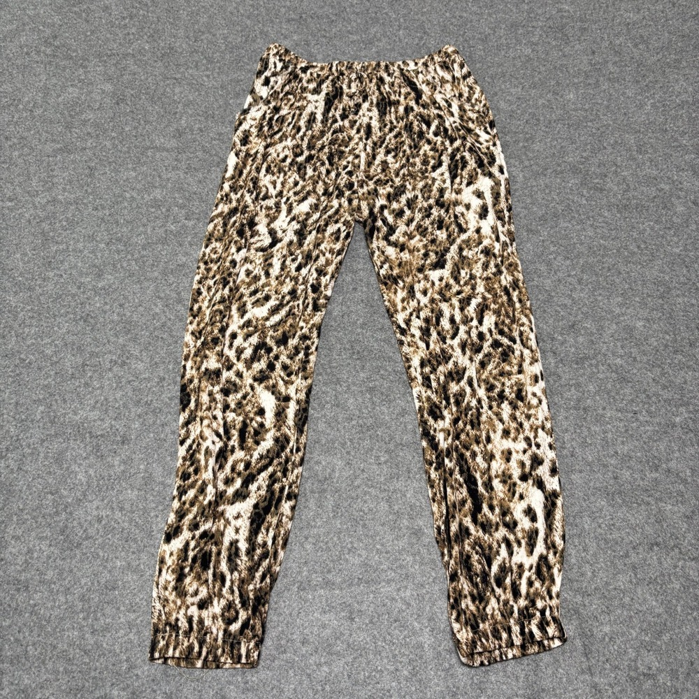 Olivaceous Brown Black Leopard Animal Print Pull On Pants Womens Size Small